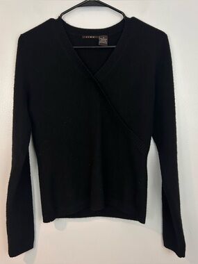 Link 100% Cashmere Pullover Faux Wrap V-neck Long Sleeve Sweater Size Small